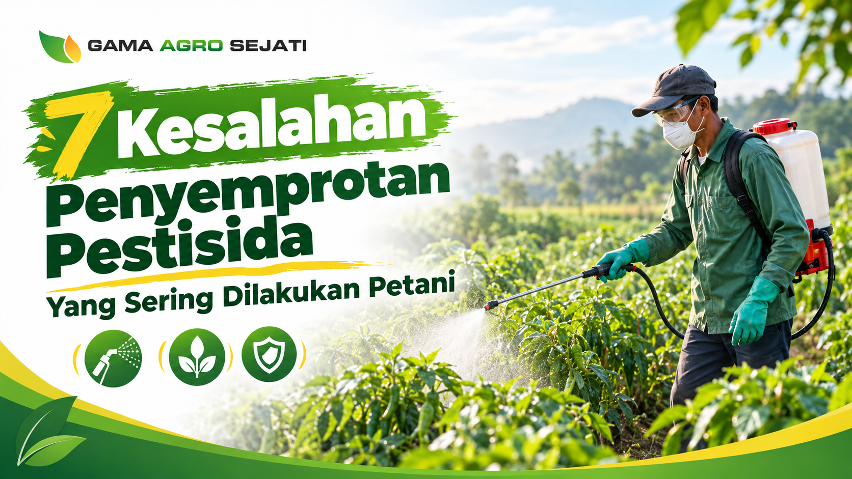Petani menyemprot pestisida dengan teknik yang benar di lahan